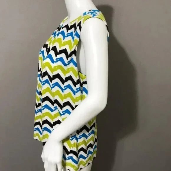 Calvin Klein Zig Zag Print Multicolored Sleeveless Knit Top Sz-Large - Picture 5 of 9